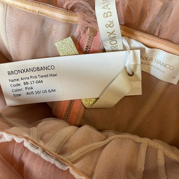 Bronx and Banco Anna Pink Tiered Tulle Maxi Dress Size Medium - Picture 15 of 16